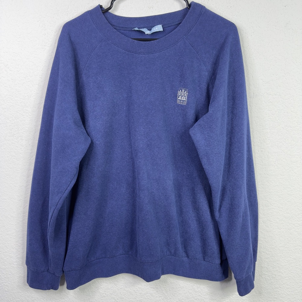 Hill House Home Sweatshirt Womens L Blue Embroidered Pullover Minimalist CoastaL